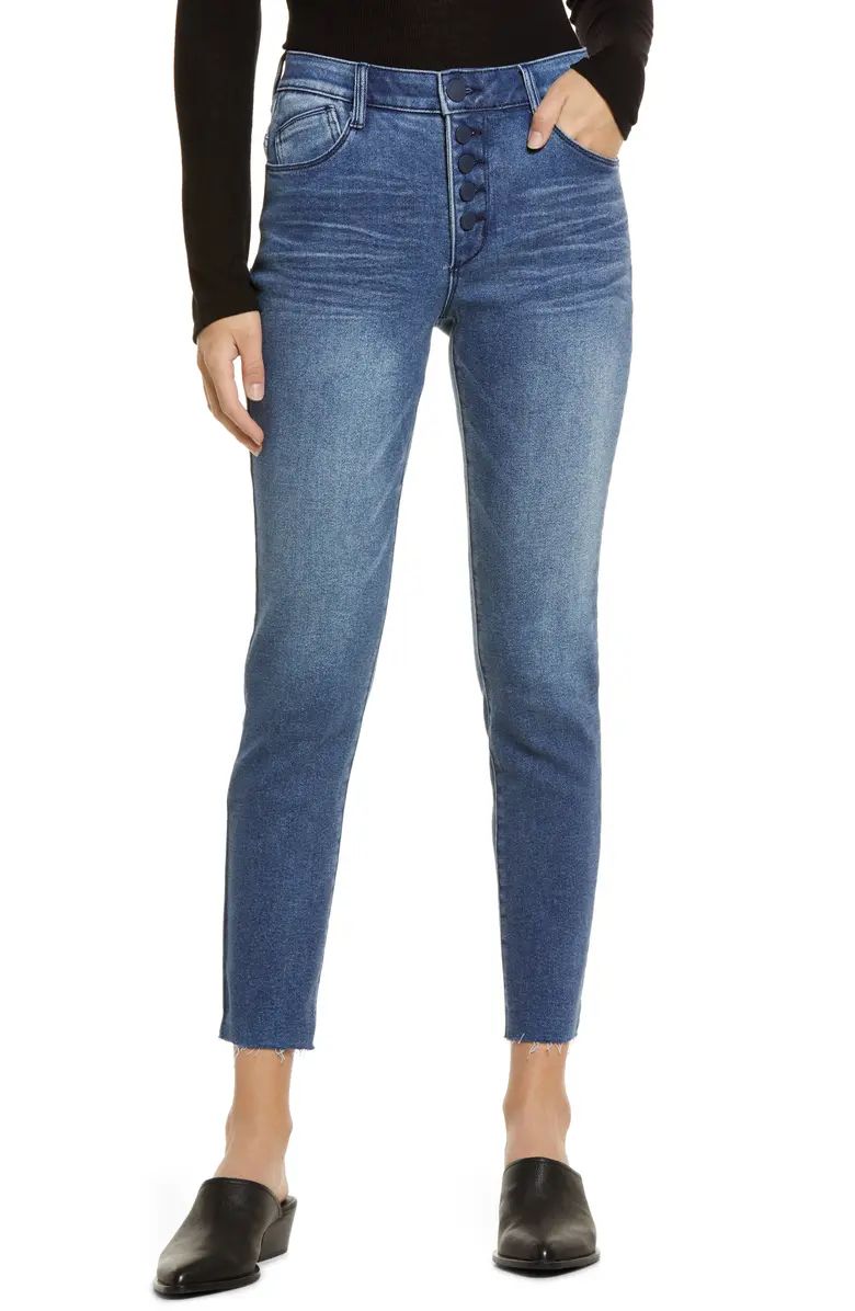 Ab-Solution Exposed Button Raw Hem Slim Jeans | Nordstrom