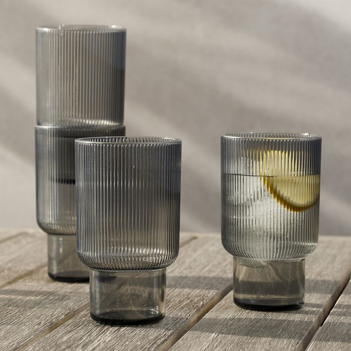 Fluted Acrylic Tall Drinking Glass Sets | West Elm (US)
