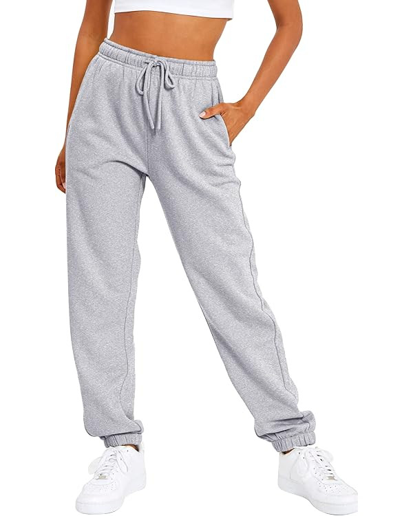 AUTOMET Women's Casual Baggy Fleece Sweatpants | Amazon (US)