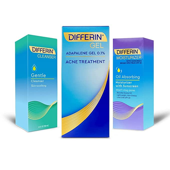 Skin Care Set, Differin Gel 3 Step Regimen, Acne Treatment, Sunscreen SPF 30 for Face, Facial Cle... | Amazon (US)