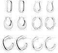 6 Pairs 14K Gold Hoop Earrings for Women Lightweight Chunky Hoop Earrings Multipack Hypoallergeni... | Amazon (US)