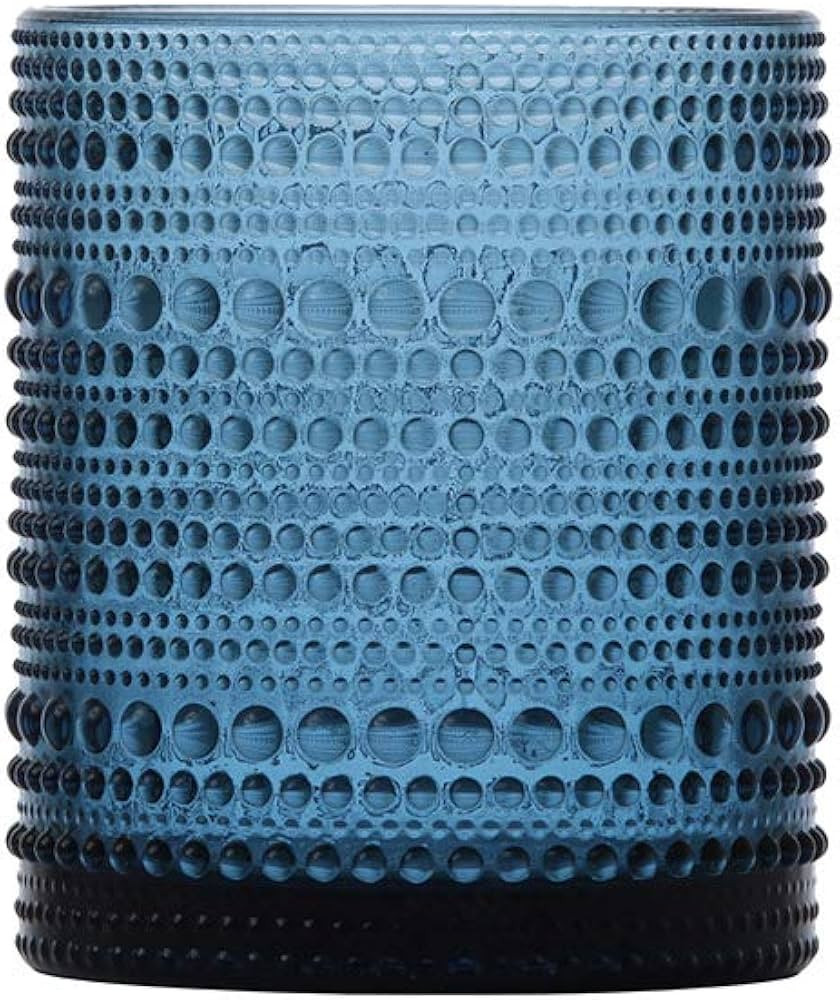 Fortessa Jupiter Beaded Hobnail Glass, 10 Ounce Double Old Fashioned (Set of 6), Cornflower Blue | Amazon (US)
