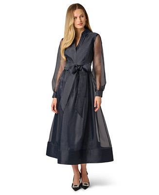 Women's Long-Sleeve V-Neck Shirt Dress | Macy's