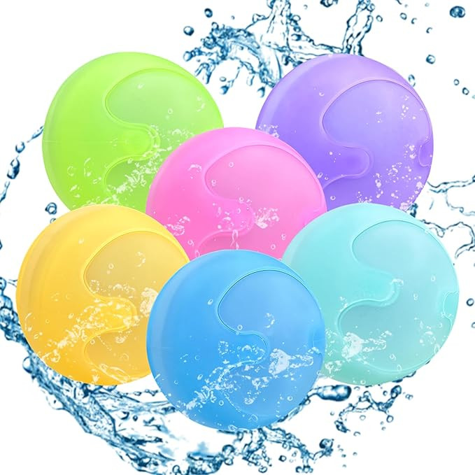 6 Pcs Reusable Water Balloons, Magnets-Free Refillable Water Balloons Quick Fill, Summer Outdoor ... | Amazon (US)