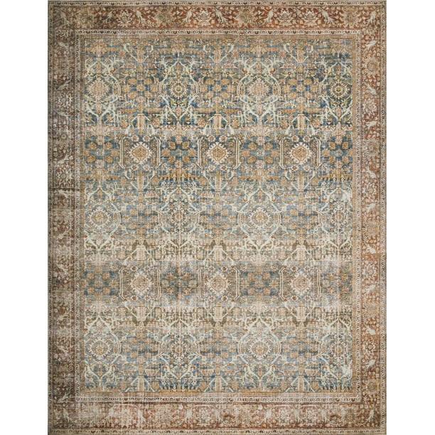 Loloi II Layla Oriental Blue / Rust Printed Area Rug | Walmart (US)