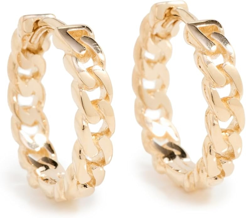 Zoe Chicco Women's 14k Curb Chain Hinged Huggie Hoops, Yellow Gold, One Size | Amazon (US)