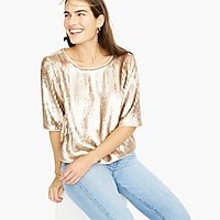 Cropped sequin top in rose gold | J. Crew US