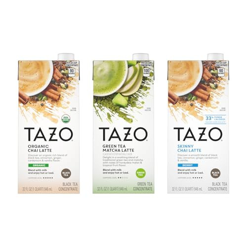 TAZO Tea Concentrate, Green Tea Matcha Latte, Organic Skinny Chai Latte, & Organic Chai Latte 32 Fl Oz (1ea) (Variety Pack) | Amazon (US)
