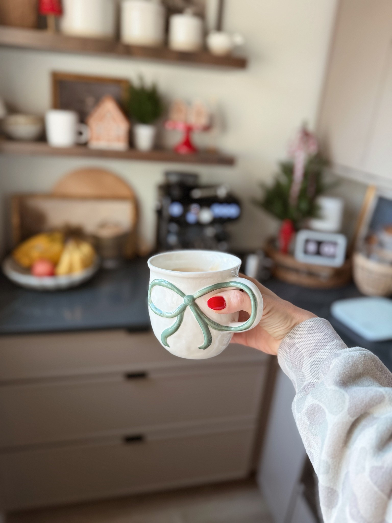 The cutest bow mug!! Linked my fav coffee syrup too, I’ve been loving the Hazelnut flavor  

#LTKHome #LTKFindsUnder50 #LTKHoliday