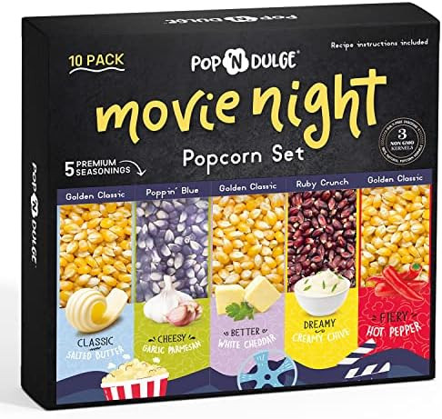 Popcorn Movie Night Popcorn Seasoning Popcorn Kernels, 5 Gourmet Popcorn Kernels and 5 Popcorn Fl... | Amazon (US)
