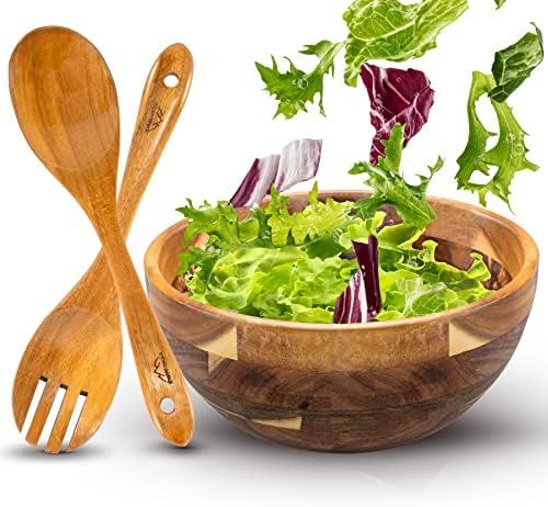 AlpenWerk Große Salatschüssel aus Holz (26 cm) | Inkl. Salatbesteck | hochwertige Holzschale | Elega | Amazon (DE)