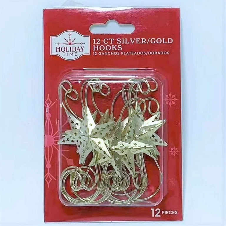 Gold Star Christmas Ornament Hooks, Metal, 12 Count, by Holiday Time | Walmart (US)