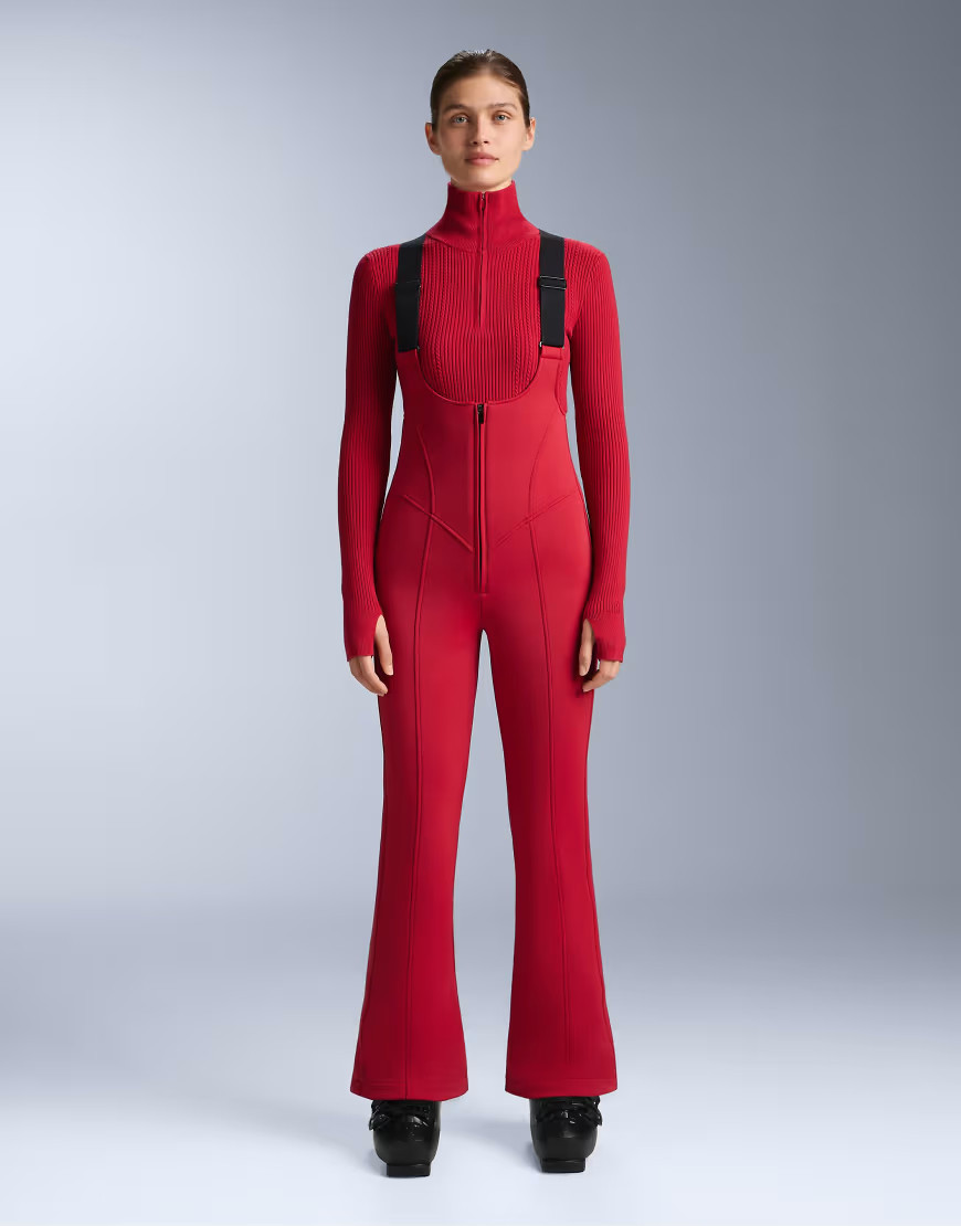 OYSHO Water-resistant flare ski dungarees in red | ASOS (Global)