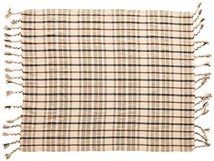 Bloomingville Woven Recycled Cotton Blend Plaid Tassels, Charcoal Color & Brown Throw, Charcoal &... | Amazon (US)