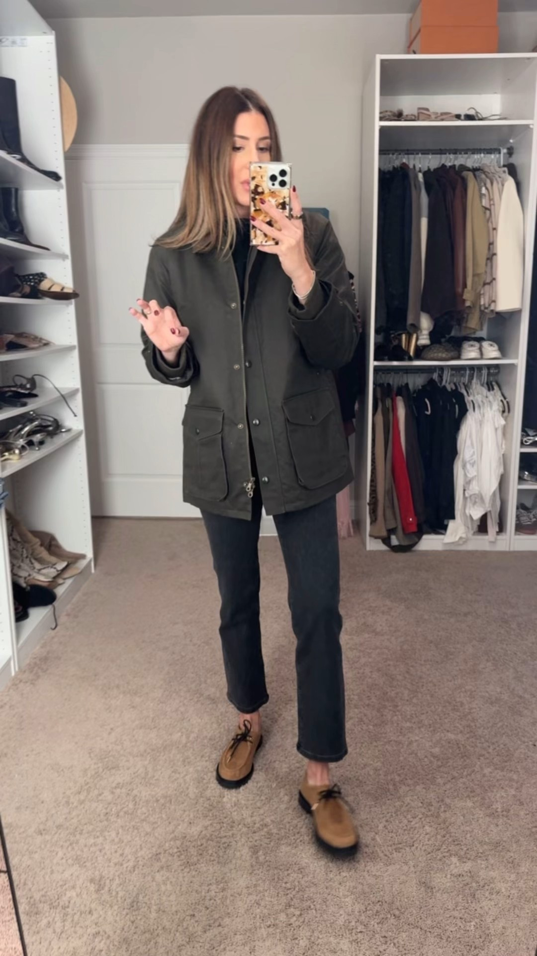 Medium in jacket, size 26 in jeans. Jacket and shoes are on sale 30% off 

#LTKSeasonal #LTKShoeCrush #LTKSaleAlert