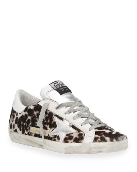 Golden Goose Superstar Leopard-Print Fur Sneakers | Neiman Marcus