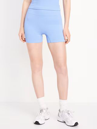 Extra High-Waisted Seamless Ribbed Biker Shorts -- 4-inch inseam | Old Navy (US)