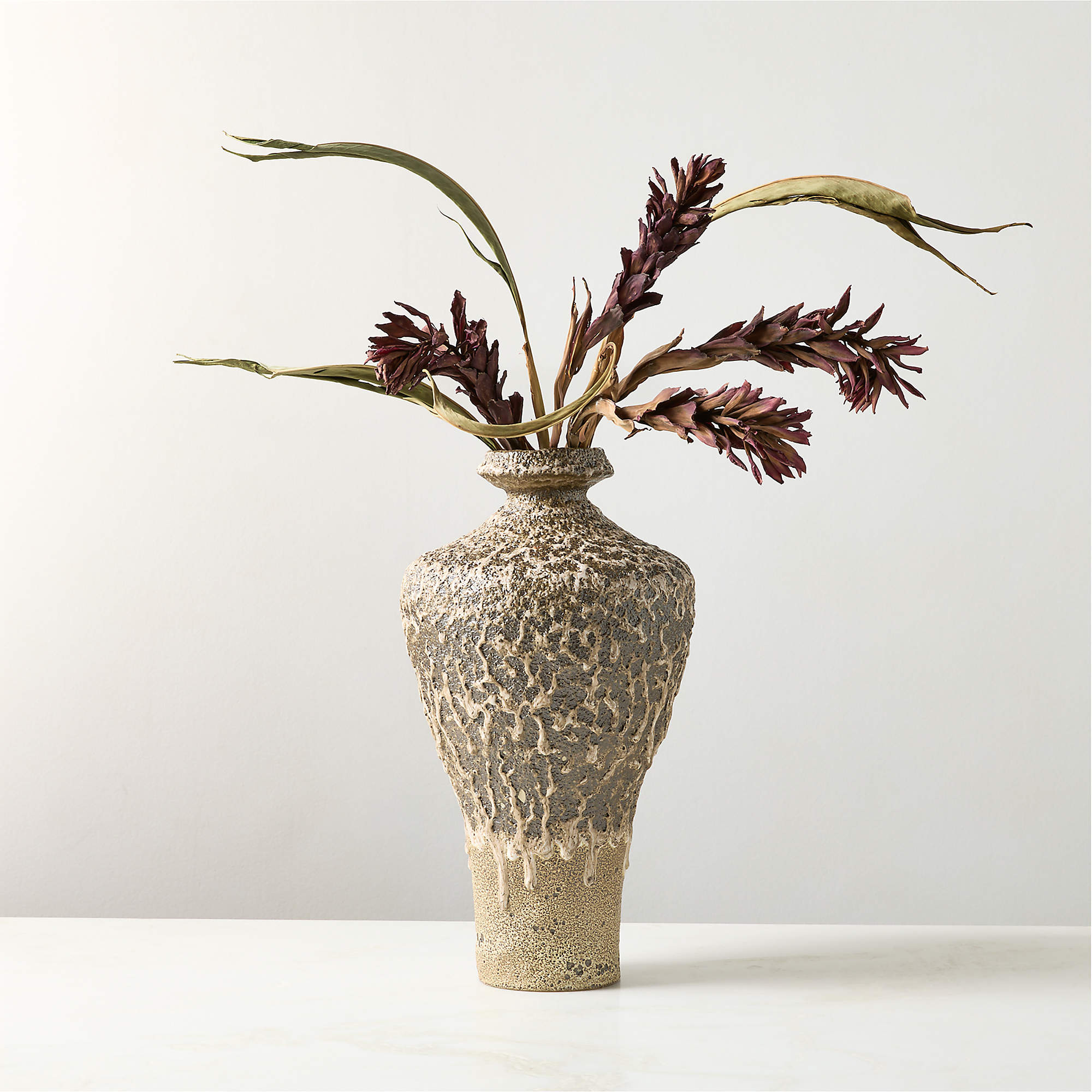 Rosalia Brown Ceramic Vase Large with Reactive Glaze | CB2 | CB2