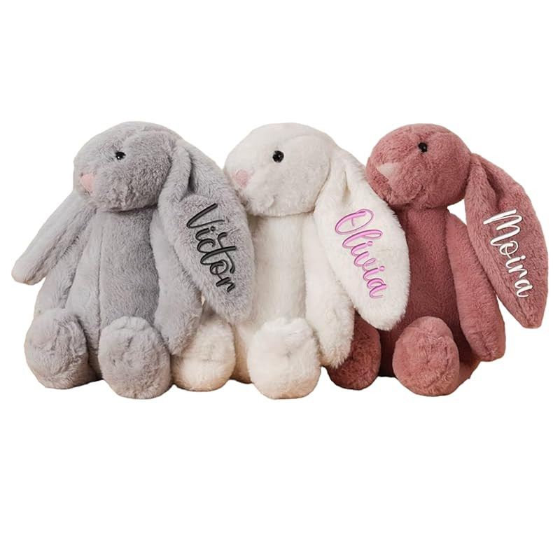Personalized Easter Bunny Rabbit, Custom Name Monogrammed Embroidered Bunny, Fluffy Rabbit with L... | Amazon (US)