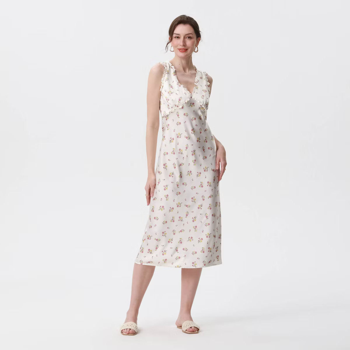 Women's Midi Slip Dress - A New Day™ Cream Floral | Target
