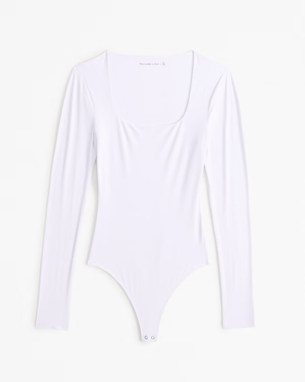 Soft Matte Seamless Long-Sleeve Squareneck Bodysuit | Abercrombie & Fitch (US)