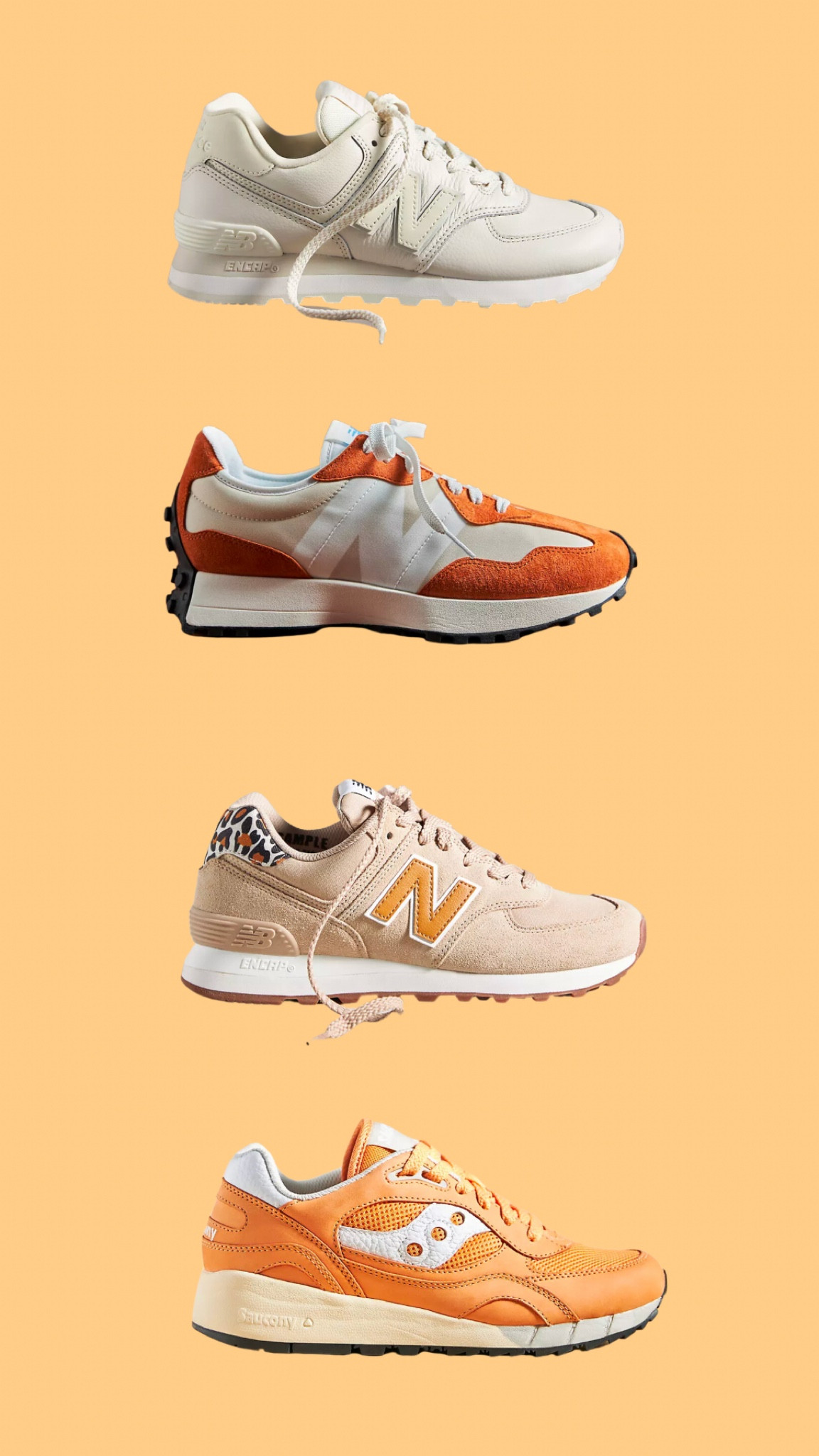 Lifestyle sneakers for autumns, casual sneakers, ivory sneakers, new balance sneakers, fall sneakers, orange sneakers, tan sneakers, Anthropologie, dad sneakers, hocautumn

#LTKover40 #LTKshoecrush #LTKSeasonal