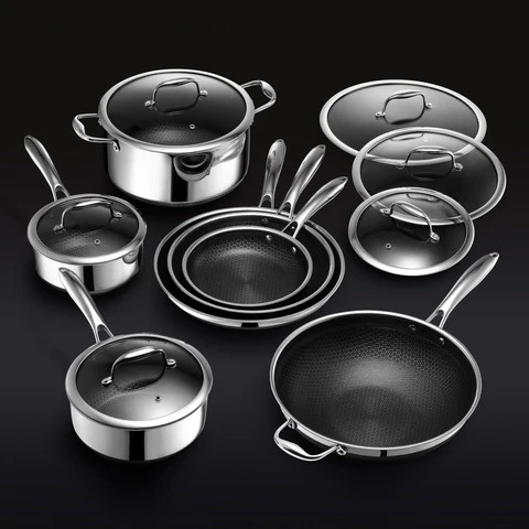 13 pc HexClad Hybrid Cookware Set w/ Lids | Hexclad UK