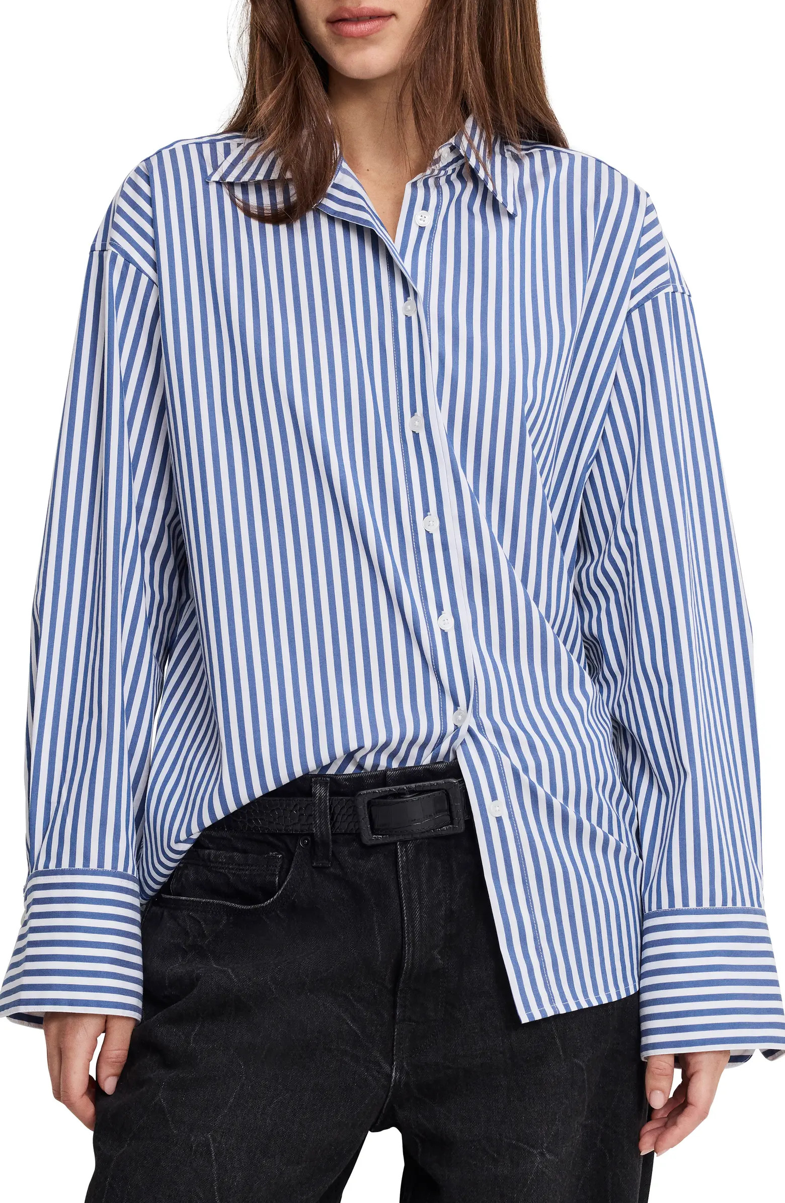 Oversize Cotton Poplin Button-Up Shirt | Nordstrom