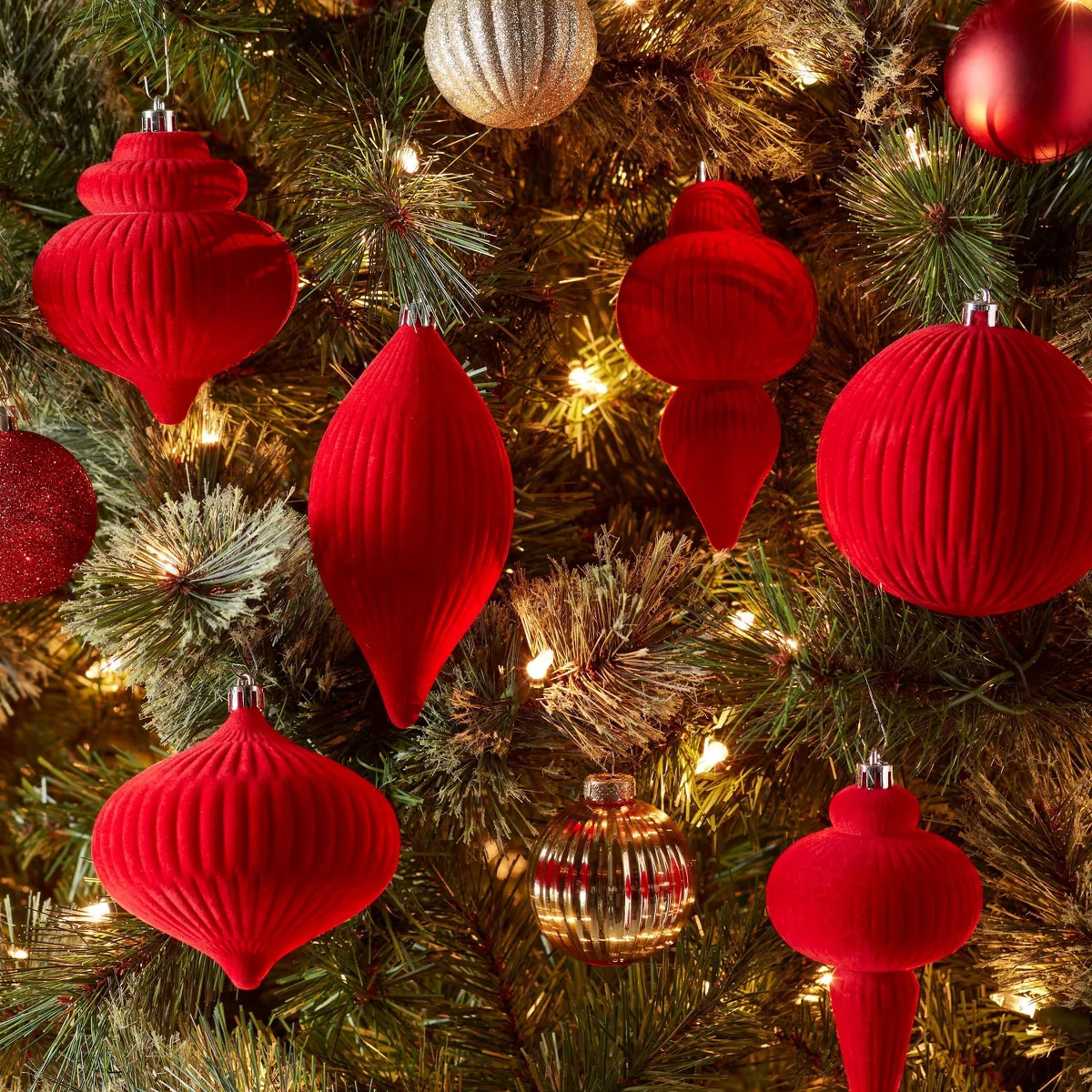 6pc Flocked Finial Christmas Tree Ornament Set - Wondershop™ | Target