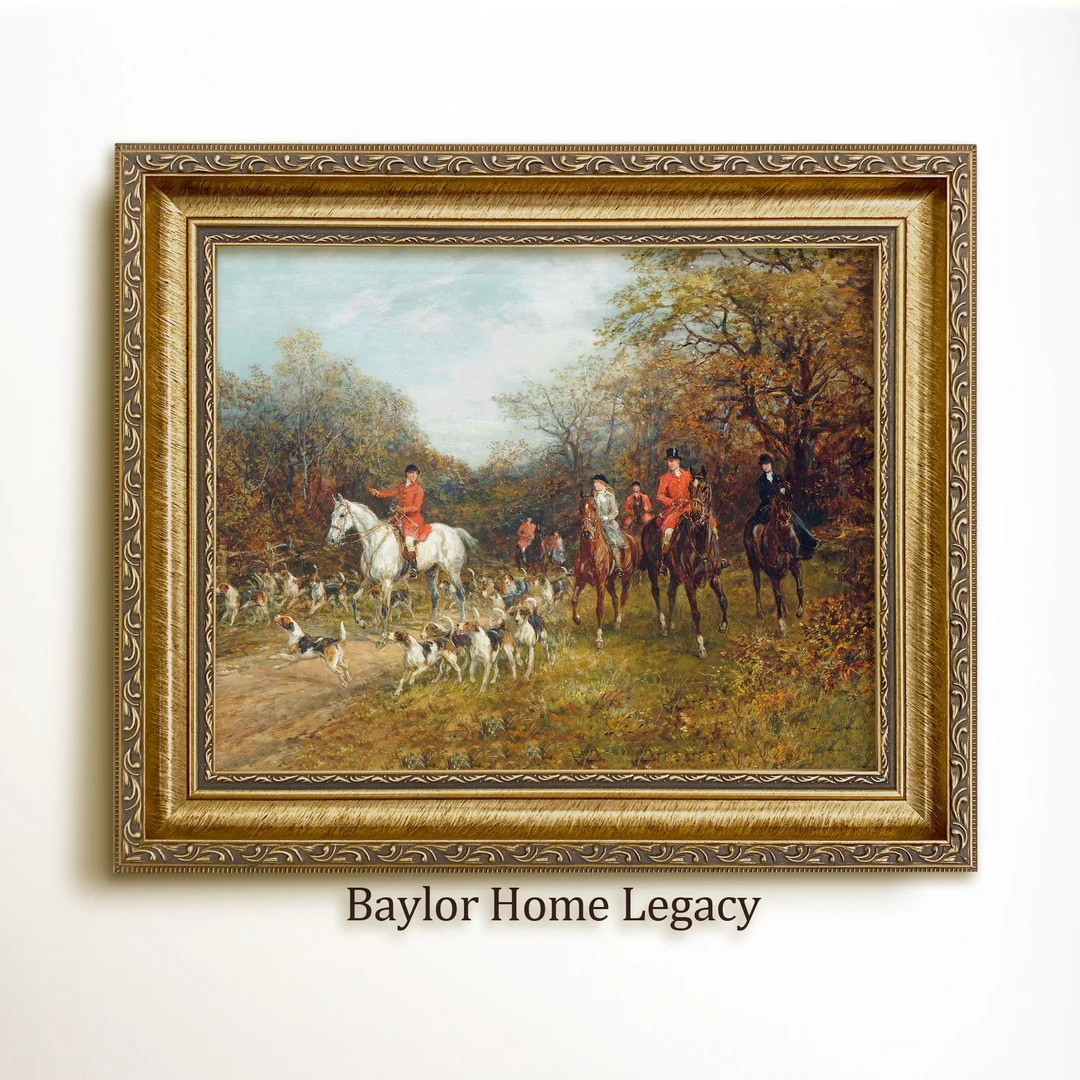 Framed Fox Hunting Oil Painting Print on Canvas, Framed Fox Hunting Scene, Horses and Hounds Wall... | Etsy (US)