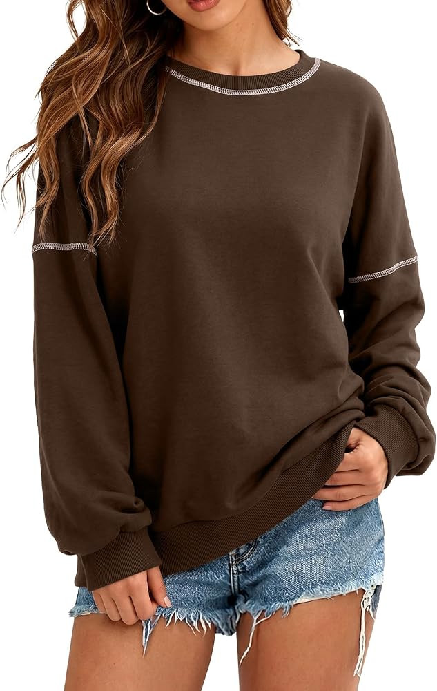 Dokotoo Women's Casual Crew Neck Pullover Sweatshirt Fashion Outfits | Amazon (US)