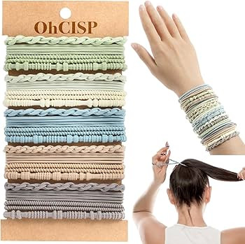 20 PCS Hair Ties and Bands, 4 Styles Cute Blue Boho Hair Accessories for Thick or Thin Hair - No ... | Amazon (US)