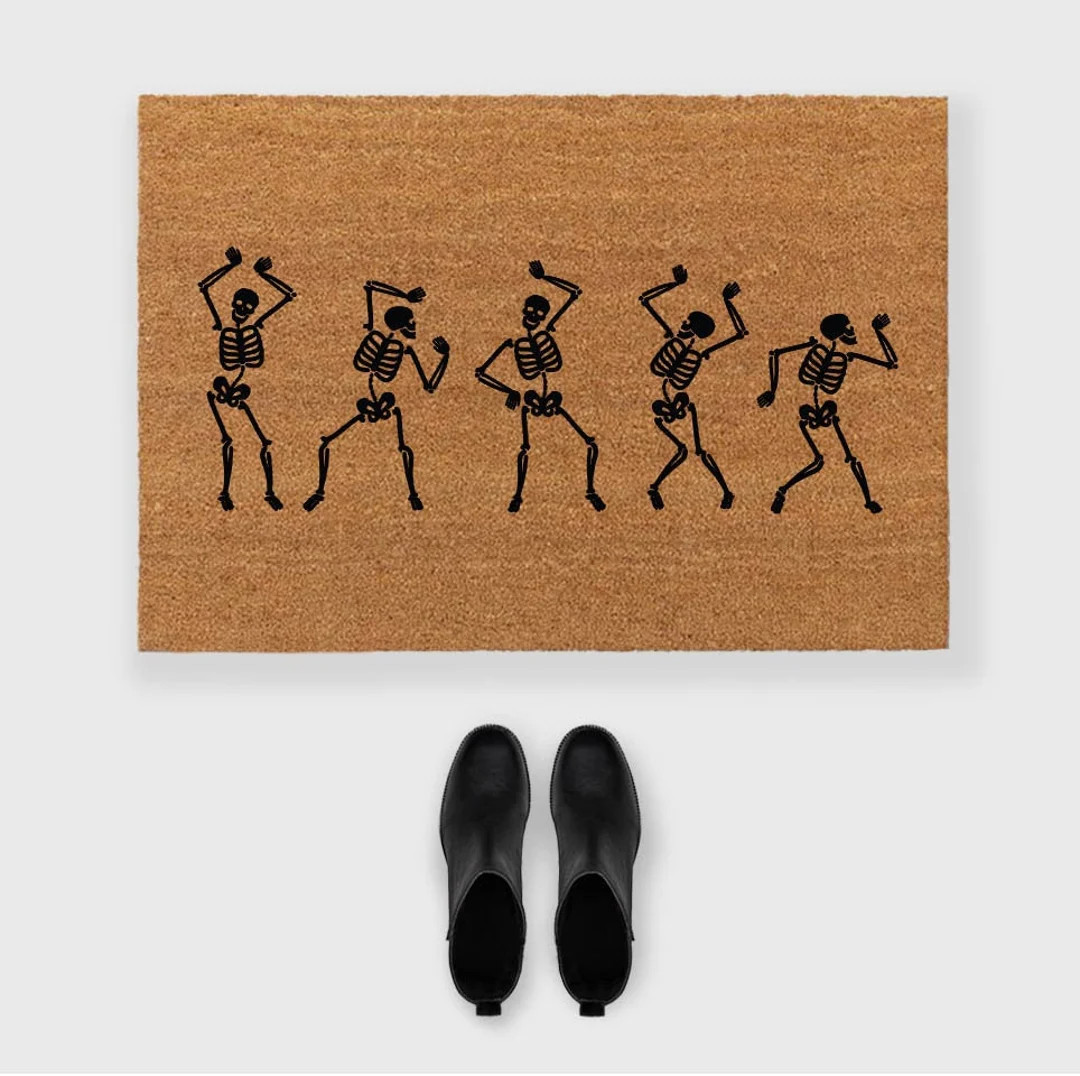 Dancing Skeletons Doormat,Skeleton Doormat,Bones Doormat,Spooky Doormat,Halloween Doormat,Hallowe... | Etsy (US)