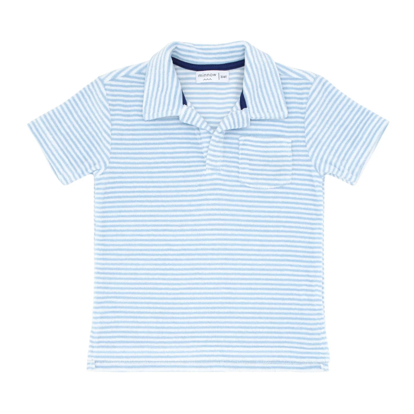 boys powder blue stripe french terry polo shirt | minnow