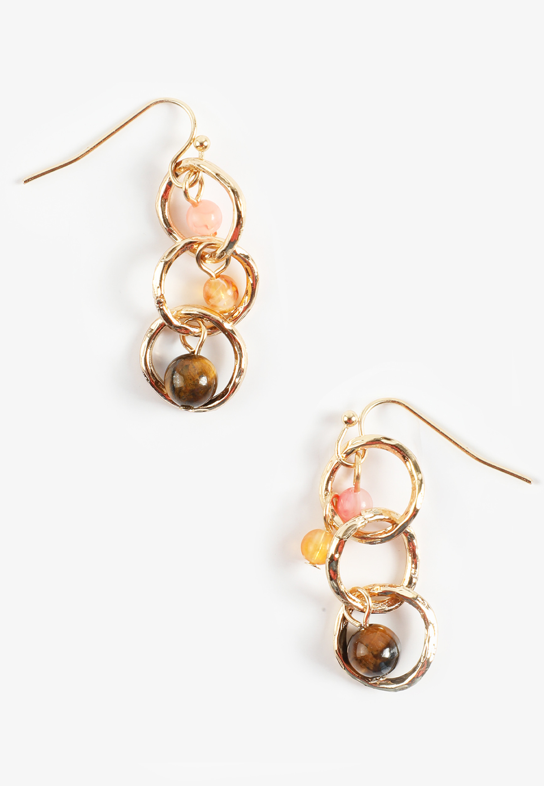 Maurices Women's Gold Circle Link Triple Bead Drop Earrings | Maurices