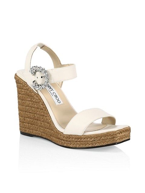 Mirabelle Crystal-Embellished Leather Espadrille Wedge Sandals | Saks Fifth Avenue