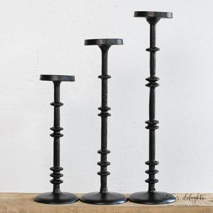 Black Notched Candle Holder: Each Size Sold Separately. | Interior Delights