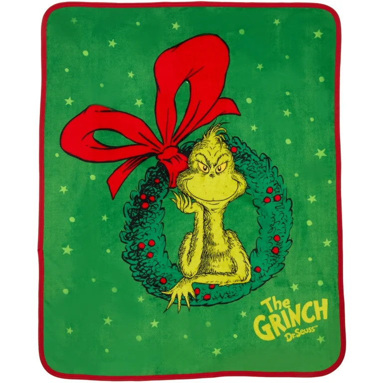 Grinch Kids Green Wreath Silky Soft Throw Blanket, 40x50 | Walmart (US)