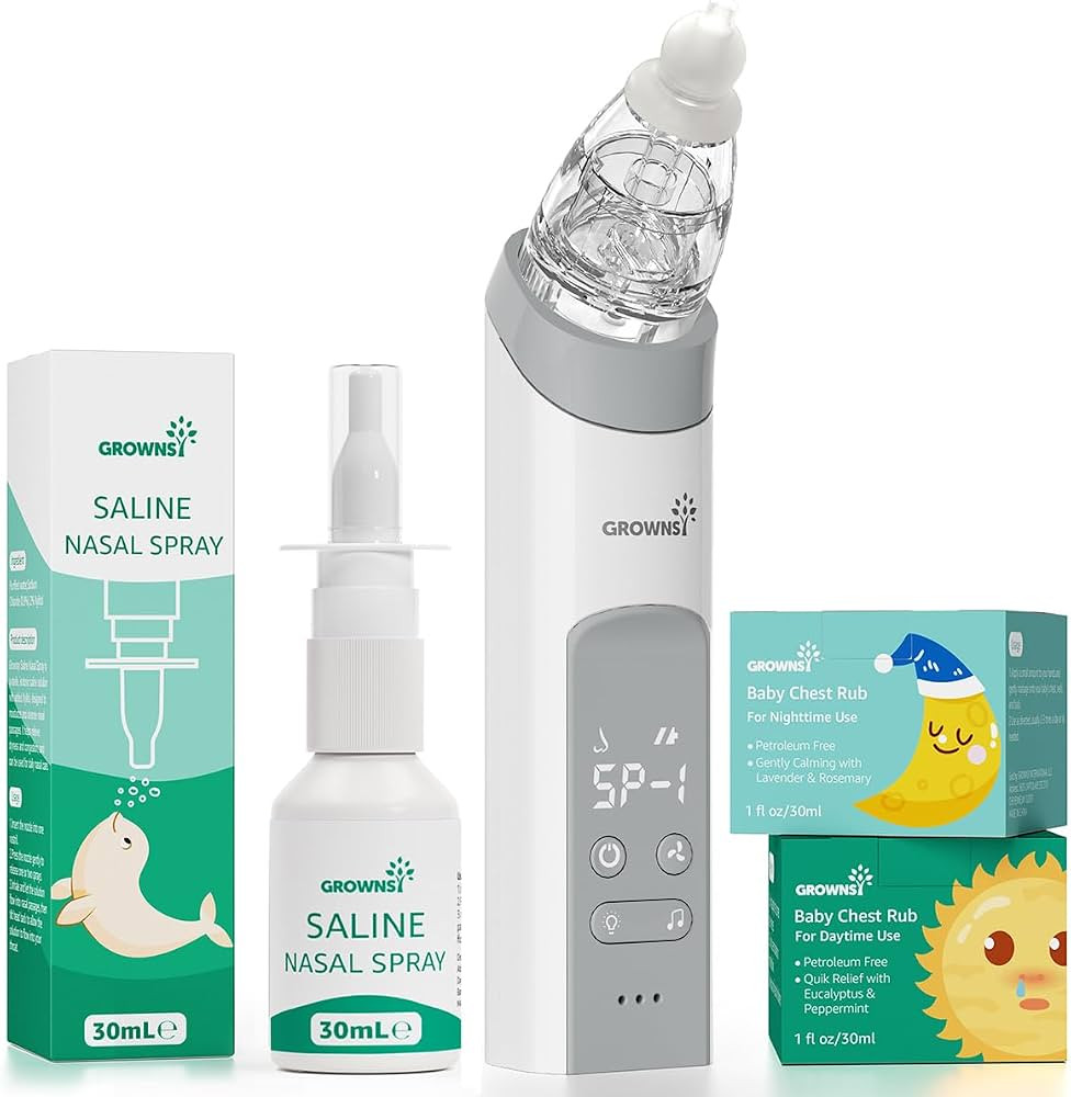 GROWNSY Breathe Easy Kit with Baby Saline Nasal Spray, Electric Nasal Aspirator, 2PCS Natural Day... | Amazon (US)
