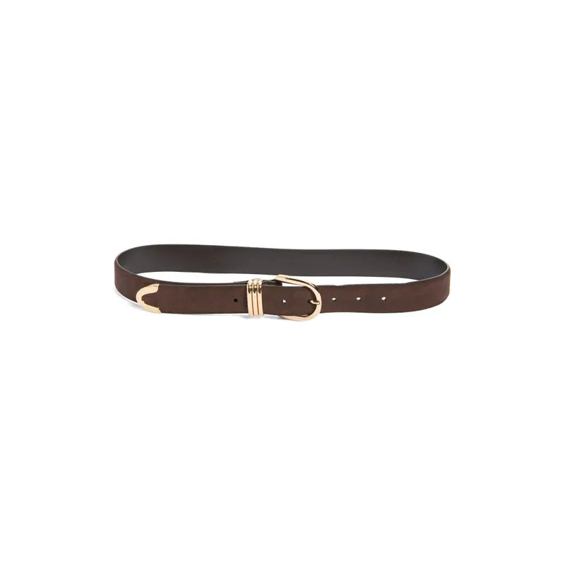 Nordstrom Janae Suede Belt in Chocolate- Gold at Nordstrom, Size Small | Nordstrom