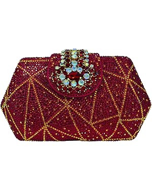 Vintage Rhinestone Clutch Colorful Women Bling Purse Party Bag Wedding Handbag | Amazon (US)