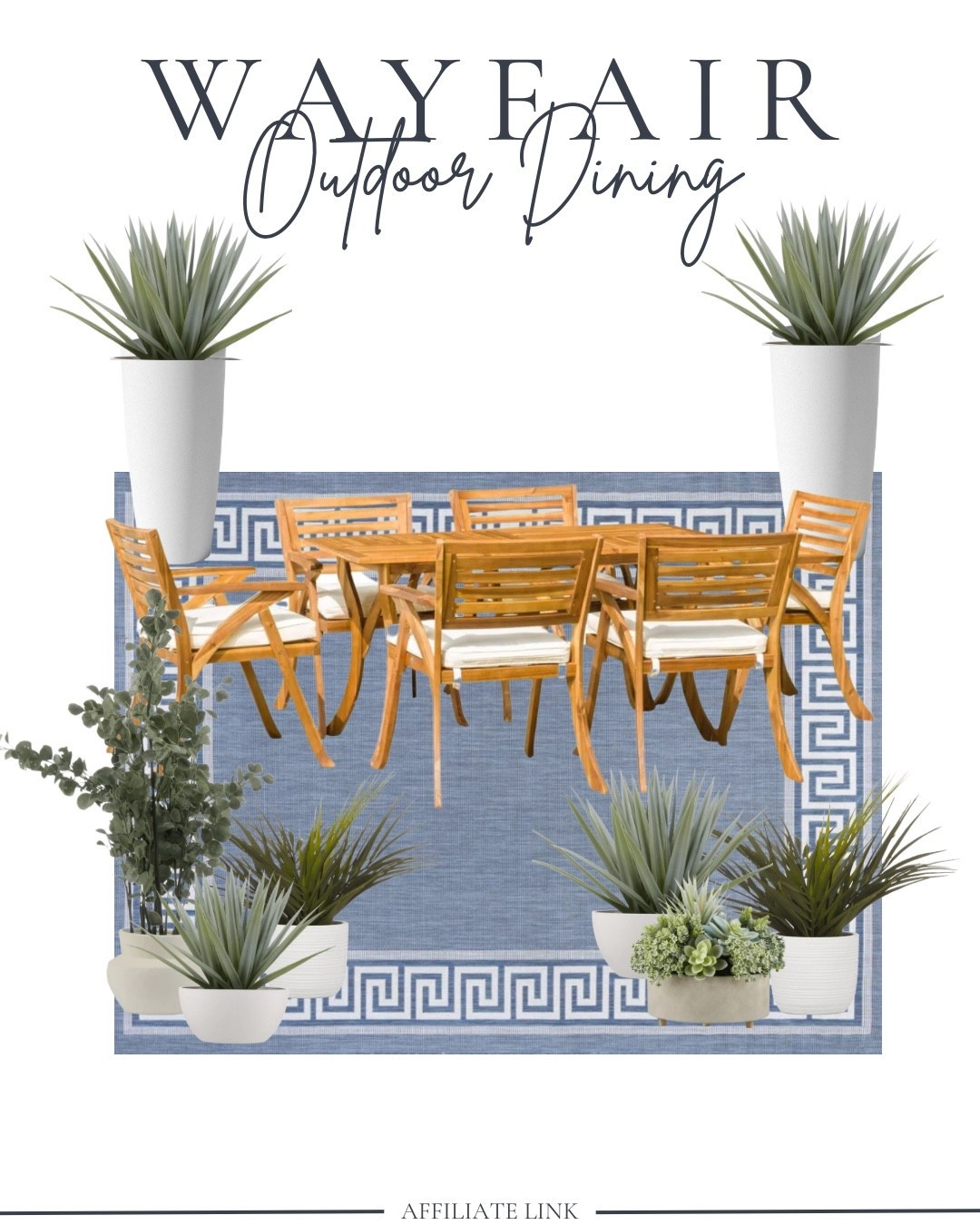 Outdoor dining space with a Mediterranean feel. 

#wayfaircanada #ltkhome #ltkunder100 #outdoorfurniture #outdoorrug #diningset

#LTKcasa #LTKcanada #LTKsale