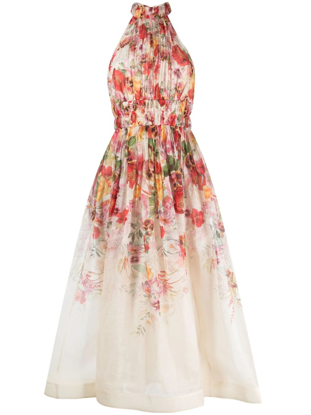 Wonderland floral-print organza midi dress | Farfetch Global