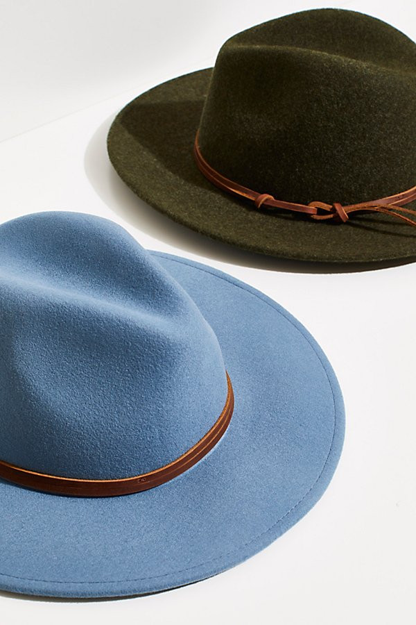 Billie Leather Band Felt Hat by Wyeth at Free People, Army, One Size | Free People (Global - UK&FR Excluded)