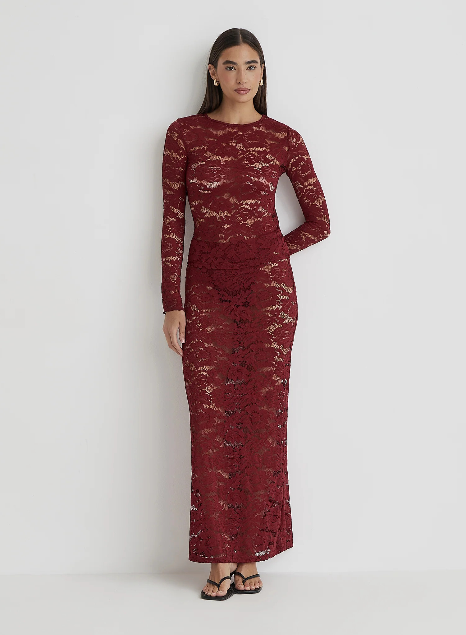 Burgundy Lace Maxi Skirt- Emelda | 4th & Reckless