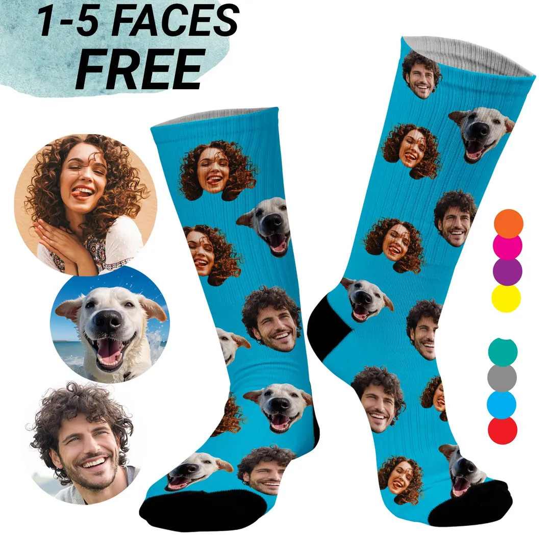 Custom Face Socks for Valentines Day, Personalized Socks With Faces, Funny Dad Gift, Custom Photo... | Etsy (US)