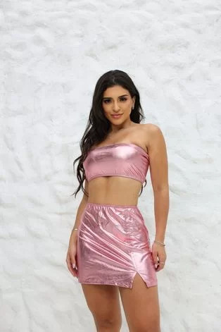 Conjunto Top e Saia Metalizado Carnaval Milly Rosa | Dafiti (BR)