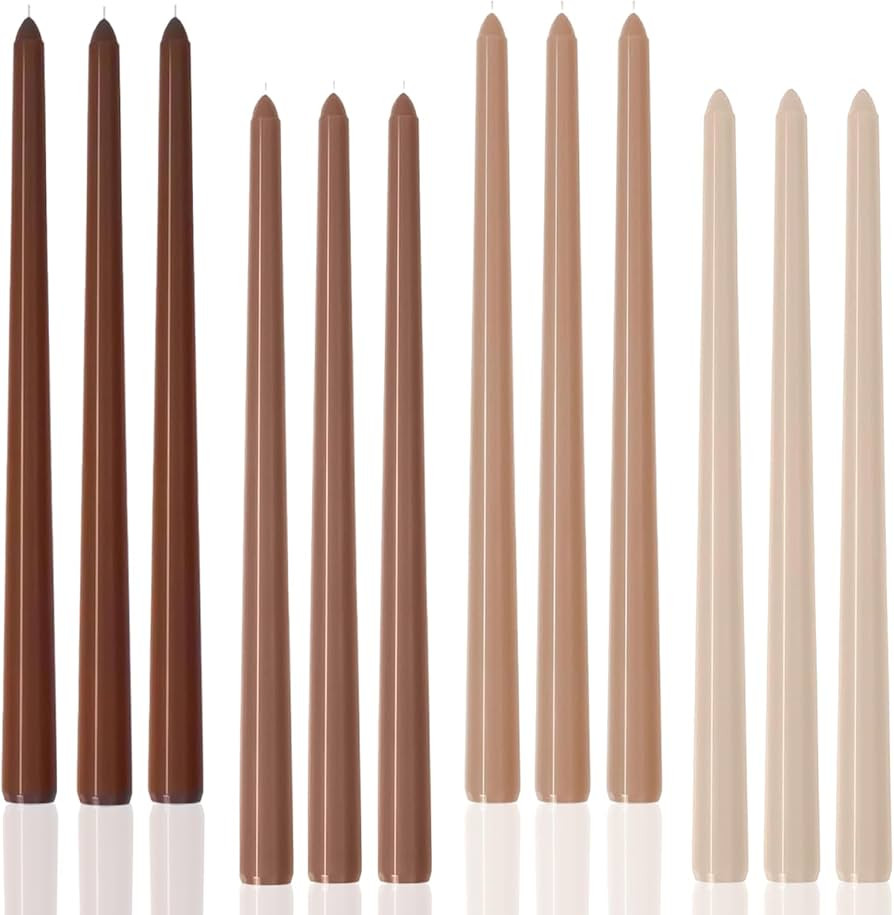 Brown Tall Taper Candles 12 inch Unscented Smokeless Long Tall Tapered Candle for Candlesticks St... | Amazon (US)