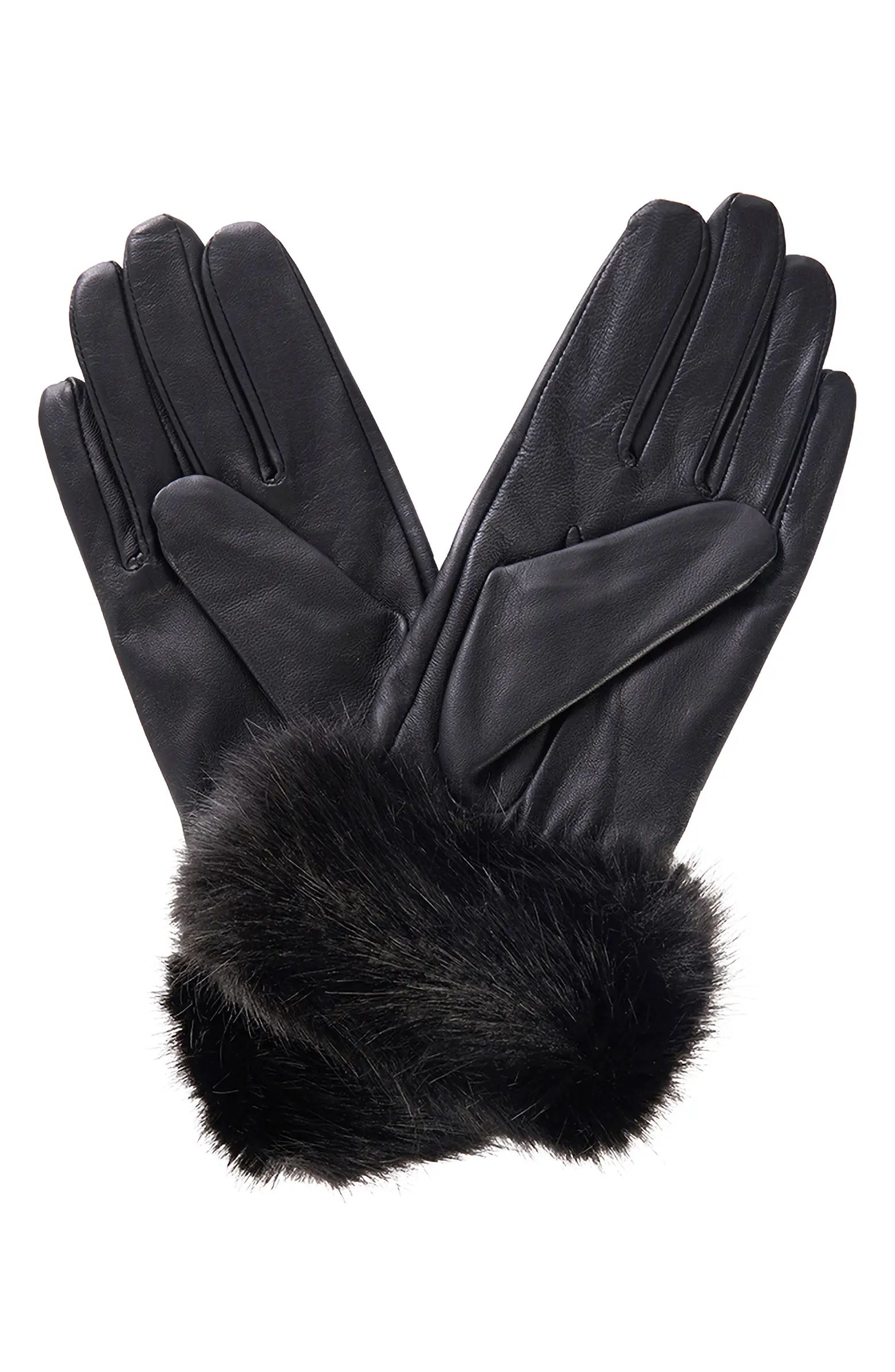 Barbour Faux Fur Trim Leather Gloves | Nordstrom | Nordstrom