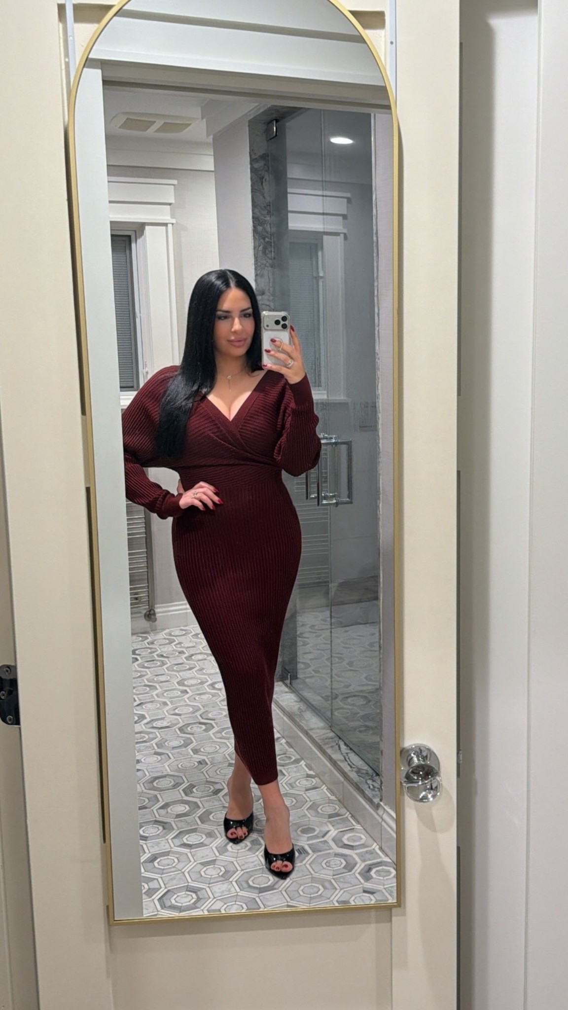 Red sweater dress, patent leather mules, miss z mules, Christmas dress,   Holiday dress

#LTKHoliday